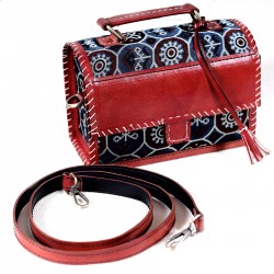 HAND EMBROIDERED LEATHER HUT BAG