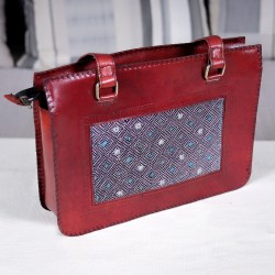 HAND EMBROIDERED LEATHER HUT BAG