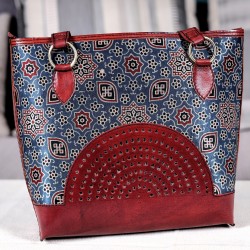 HAND EMBROIDERED LEATHER HUT BAG